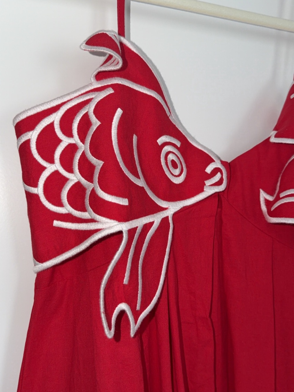 Red Spaghetti Strap Maxi Dress with Embroidered Bodice - Picture 5 of 5